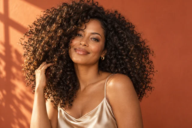 A portrait celebrating natural curls and everyday hair care
